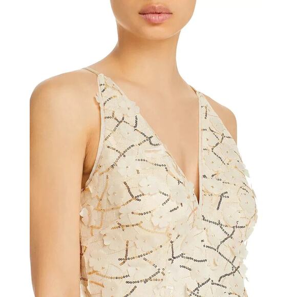 AQUA Raised Floral V Neck Gown Size 12 - Picture 2 of 7